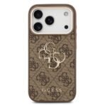 Guess iPhone 17 Pro Backcover hoesje - 4G - Big Metal Logo - Gold Edge - Bruin - Afbeelding 3