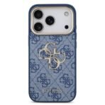 Guess iPhone 17 Pro Backcover hoesje - 4G - Big Metal Logo - Gold Edge - Blauw - Afbeelding 3