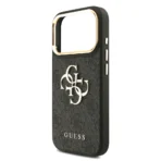 Guess iPhone 17 Pro Backcover hoesje - 4G - Big Metal Logo - Gold Edge - Zwart - Afbeelding 5