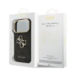 Guess iPhone 17 Pro Backcover hoesje - 4G - Big Metal Logo - Gold Edge - Zwart - Afbeelding 7