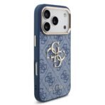 Guess iPhone 17 Pro Backcover hoesje - 4G - Big Metal Logo - Gold Edge - Blauw - Afbeelding 9
