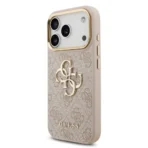 Guess iPhone 17 Pro Backcover hoesje - 4G - Big Metal Logo - Gold Edge - Roze - Afbeelding 4