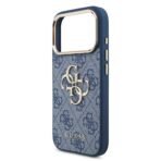 Guess iPhone 17 Pro Backcover hoesje - 4G - Big Metal Logo - Gold Edge - Blauw - Afbeelding 8