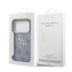 Guess iPhone 17 Pro Backcover hoesje - 4G - Big Metal Logo - Gold Edge - Blauw - Afbeelding 11