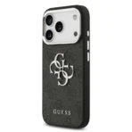 Guess iPhone 17 Pro Backcover hoesje - 4G - Big Metal Logo - Silver Edge - Zwart - Afbeelding 4