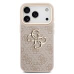 Guess iPhone 17 Pro Backcover hoesje - 4G - Big Metal Logo - Gold Edge - Roze - Afbeelding 3