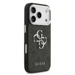 Guess iPhone 17 Pro Backcover hoesje - 4G - Big Metal Logo - Silver Edge - Zwart - Afbeelding 2