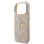 Guess iPhone 17 Pro Backcover hoesje - 4G - Big Metal Logo - Gold Edge - Roze - Afbeelding 5