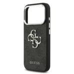 Guess iPhone 17 Pro Backcover hoesje - 4G - Big Metal Logo - Silver Edge - Zwart - Afbeelding 5