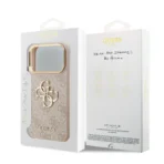 Guess iPhone 17 Pro Backcover hoesje - 4G - Big Metal Logo - Gold Edge - Roze - Afbeelding 7