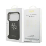 Guess iPhone 17 Pro Backcover hoesje - 4G - Big Metal Logo - Silver Edge - Zwart - Afbeelding 7
