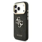 Guess iPhone 17 Pro Backcover hoesje - 4G - Big Metal Logo - Gold Edge - Zwart - Afbeelding 4