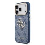 Guess iPhone 17 Pro Backcover hoesje - 4G - Big Metal Logo - Gold Edge - Blauw - Afbeelding 2