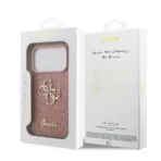 Guess iPhone 17 Pro Backcover hoesje - Big 4G - Fixed Glitter - Roze - Image 9