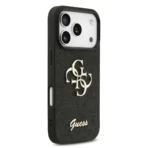Guess iPhone 17 Pro Backcover hoesje - Big 4G - Fixed Glitter - Zwart - Afbeelding 2