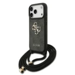 Guess iPhone 17 Pro Backcover hoesje - Crossbody 4G Big Logo - Cord Strap - Zwart - Afbeelding 3