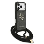 Guess iPhone 17 Pro Backcover hoesje - Crossbody 4G Big Logo - Cord Strap - Zwart - Afbeelding 2