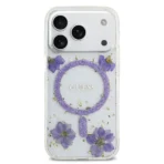 Guess iPhone 17 Pro Backcover hoesje - Magsafe - Resin Flowers Design - Paars - Afbeelding 4
