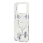 Guess iPhone 17 Pro Backcover hoesje - Magsafe - Resin Flowers Design - Paars - Afbeelding 6