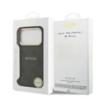 Guess iPhone 17 Pro Backcover hoesje - Magsafe PU Leather - 4G Classic Logo - Zwart - Afbeelding 9