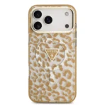 Guess iPhone 17 Pro Backcover hoesje - Magsafe - Leopard Glitter Edition - Bruin - Afbeelding 3