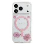 Guess iPhone 17 Pro Backcover hoesje - Magsafe - Resin Flowers Design - Roze - Afbeelding 2