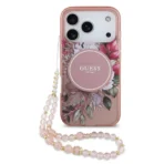 Guess iPhone 17 Pro MagSafe hoesje roze bloemen