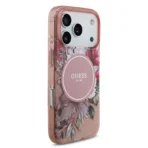 Guess iPhone 17 Pro Backcover hoesje - Magsafe - IML Flowers with Pearl Strap - Roze - Image 2