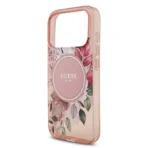 Guess iPhone 17 Pro Backcover hoesje - Magsafe - IML Flowers with Pearl Strap - Roze - Image 6