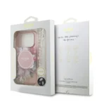 Guess iPhone 17 Pro Backcover hoesje - Magsafe - IML Flowers with Pearl Strap - Roze - Image 8
