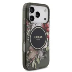 Guess iPhone 17 Pro Backcover hoesje - Magsafe - IML Flowers with Pearl Strap - Zwart - Afbeelding 2