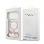 Guess iPhone 17 Pro Backcover hoesje - Magsafe - Resin Flowers Design - Roze - Afbeelding 9