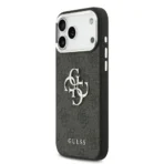 Guess iPhone 17 Pro Max Backcover hoesje - 4G - Big Metal Logo - Silver Edge - Zwart - Afbeelding 4