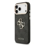 Guess iPhone 17 Pro Max Backcover hoesje - 4G - Big Metal Logo - Gold Edge - Zwart - Afbeelding 5