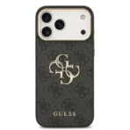 Guess iPhone 17 Pro Max Backcover hoesje - 4G - Big Metal Logo - Gold Edge - Zwart - Afbeelding 3
