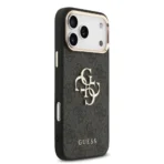 Guess iPhone 17 Pro Max Backcover hoesje - 4G - Big Metal Logo - Gold Edge - Zwart - Afbeelding 2