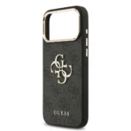 Guess iPhone 17 Pro Max Backcover hoesje - 4G - Big Metal Logo - Gold Edge - Zwart - Afbeelding 7