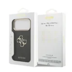 Guess iPhone 17 Pro Max Backcover hoesje - 4G - Big Metal Logo - Gold Edge - Zwart - Afbeelding 9