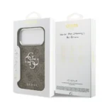 Guess iPhone 17 Pro Max Backcover hoesje - 4G - Big Metal Logo - Silver Edge - Bruin - Image 7