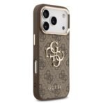 Guess iPhone 17 Pro Max Backcover hoesje - 4G - Big Metal Logo - Gold Edge - Bruin - Afbeelding 2