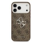 Guess iPhone 17 Pro Max Backcover hoesje - 4G - Big Metal Logo - Silver Edge - Bruin - Image 3