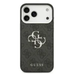 Guess iPhone 17 Pro Max Backcover hoesje - 4G - Big Metal Logo - Silver Edge - Zwart - Afbeelding 3