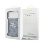 Guess iPhone 17 Pro Max Backcover hoesje - 4G - Big Metal Logo - Gold Edge - Blauw - Afbeelding 10