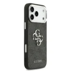 Guess iPhone 17 Pro Max Backcover hoesje - 4G - Big Metal Logo - Silver Edge - Zwart - Afbeelding 2