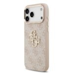 Guess iPhone 17 Pro Max Backcover hoesje - 4G - Big Metal Logo - Gold Edge - Roze - Afbeelding 4