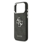 Guess iPhone 17 Pro Max Backcover hoesje - 4G - Big Metal Logo - Silver Edge - Zwart - Afbeelding 5