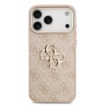 Guess iPhone 17 Pro Max Backcover hoesje - 4G - Big Metal Logo - Gold Edge - Roze - Afbeelding 3