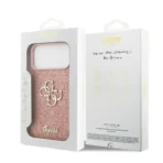 vGuess iPhone 17 Pro Max Backcover hoesje - Big 4G - Fixed Glitter - Roze - Image 9
