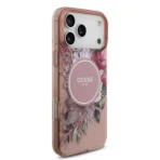 Guess iPhone 17 Pro Max Backcover hoesje - Magsafe - IML Flowers with Pearl Strap - Roze - Afbeelding 2