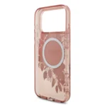 Guess iPhone 17 Pro Max Backcover hoesje - Magsafe - IML Flowers with Pearl Strap - Roze - Afbeelding 6
